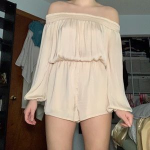 off the shoulder cream romper